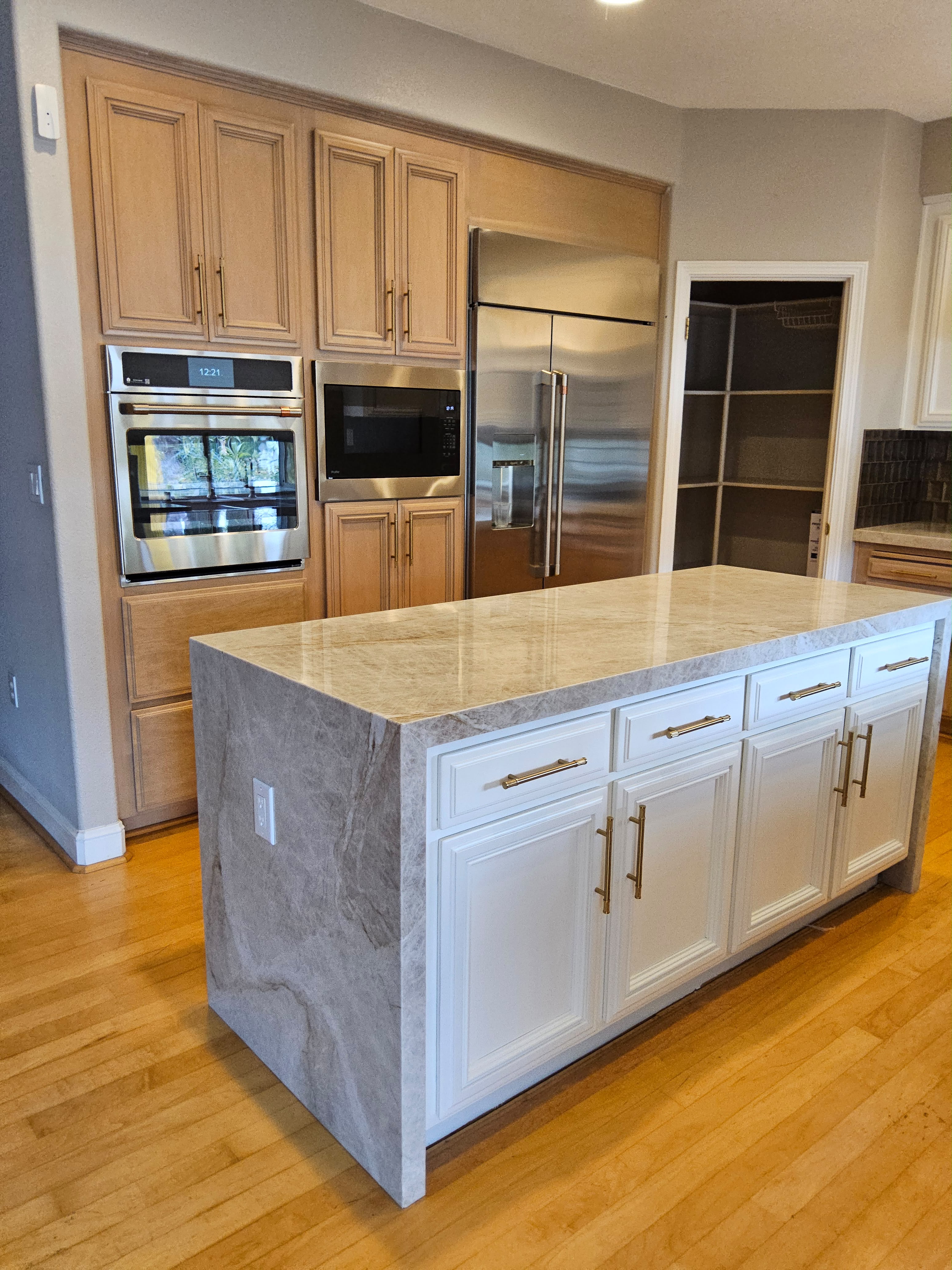 Limewashed Cabinetry & Island - after refinishing