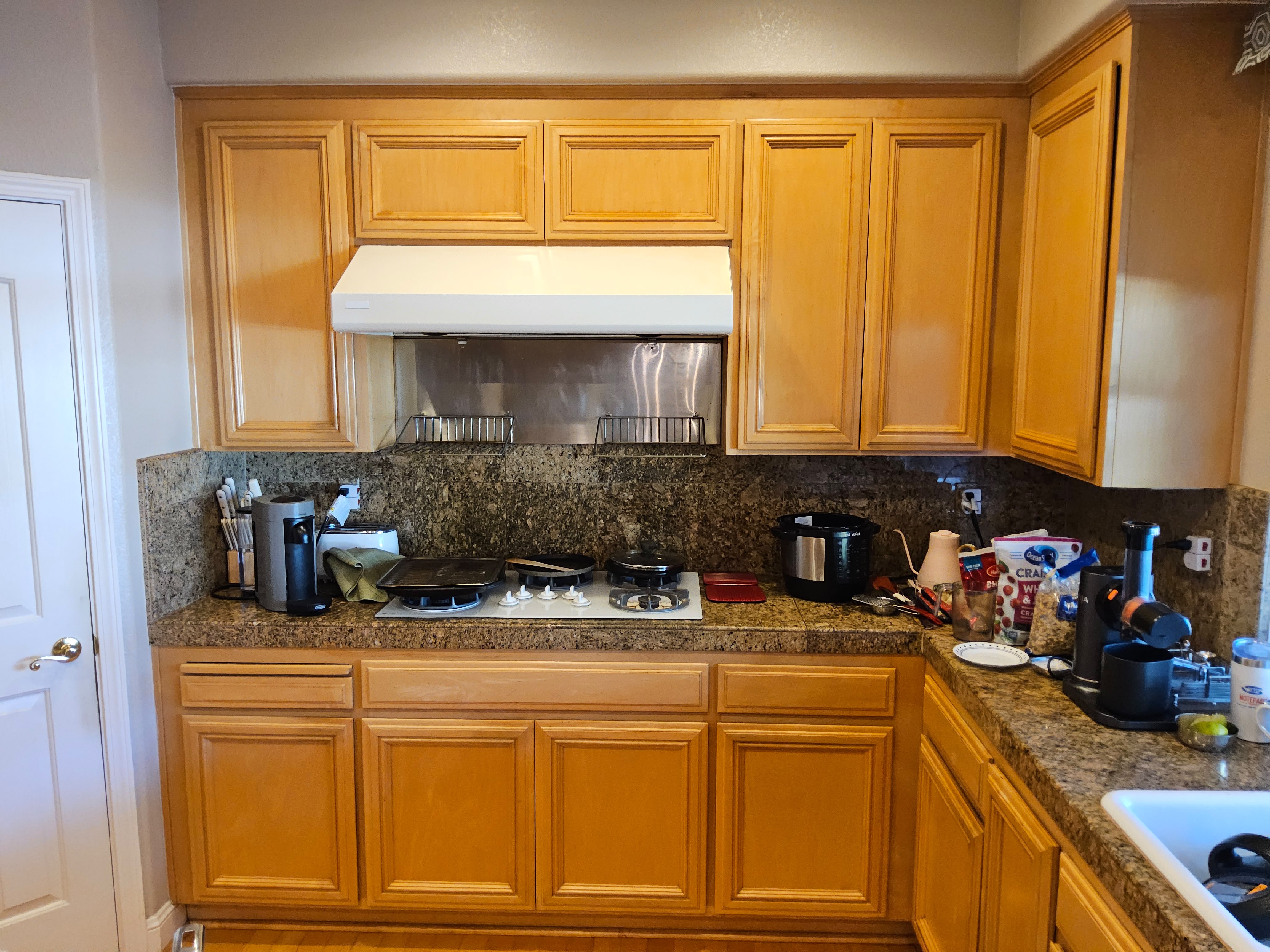Honey Oak to Modern White - before refinishing